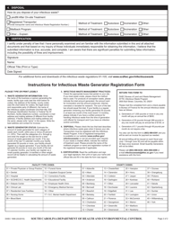 DHEC Form 1999 Infectious Waste Generator Registration Form - South Carolina, Page 2