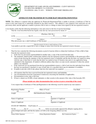Form BRT-004 Affidavit for Transfer of Watercraft Registration/Title - Virginia, Page 3