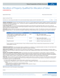 Form 50-145 Rendition of Property Qualified for Allocation of Value - Texas