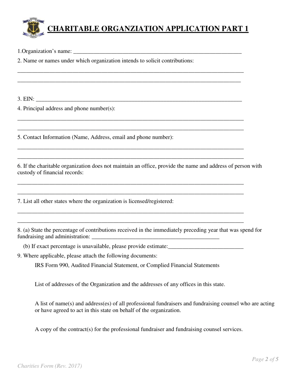 Charitable Organizations Application Form - Rhode Island, Page 2