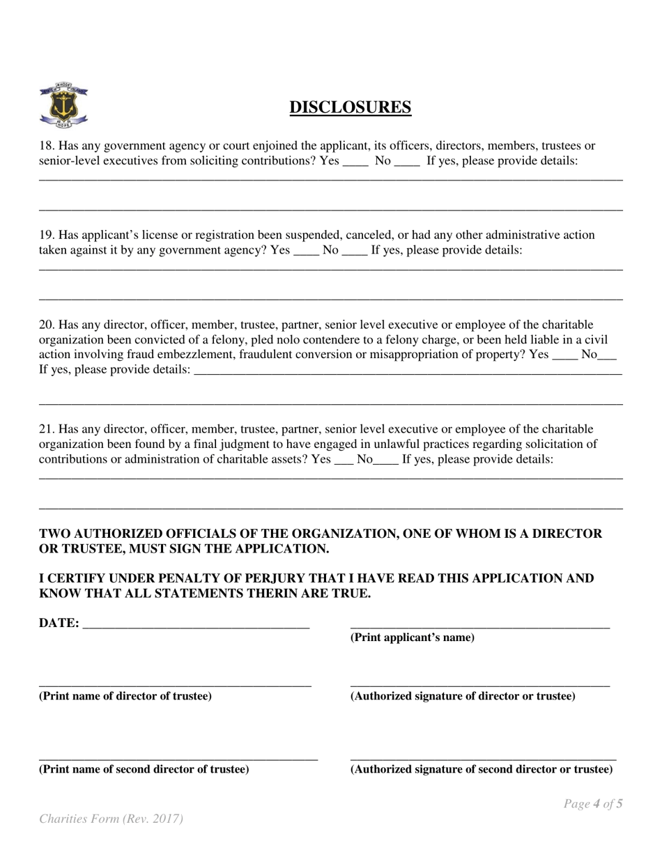 Charitable Organizations Application Form - Rhode Island, Page 4