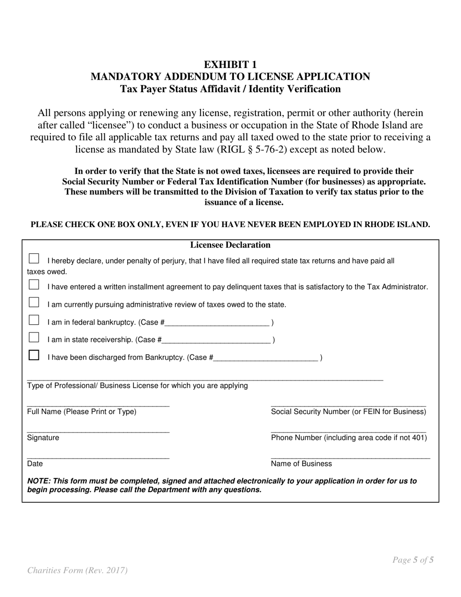 Charitable Organizations Application Form - Rhode Island, Page 5