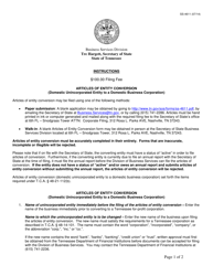 Document preview: Form SS-4611 Articles of Entity Conversion (Domestic Unicorporated Entity to a Domestic Business Corporation) - Tennessee