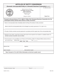 Form SS-4611 Articles of Entity Conversion (Domestic Unicorporated Entity to a Domestic Business Corporation) - Tennessee, Page 3
