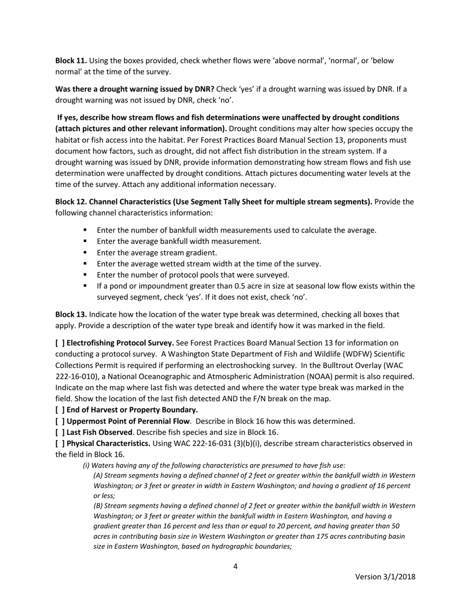 Instructions for Water Type Modification Form - Washington, Page 4