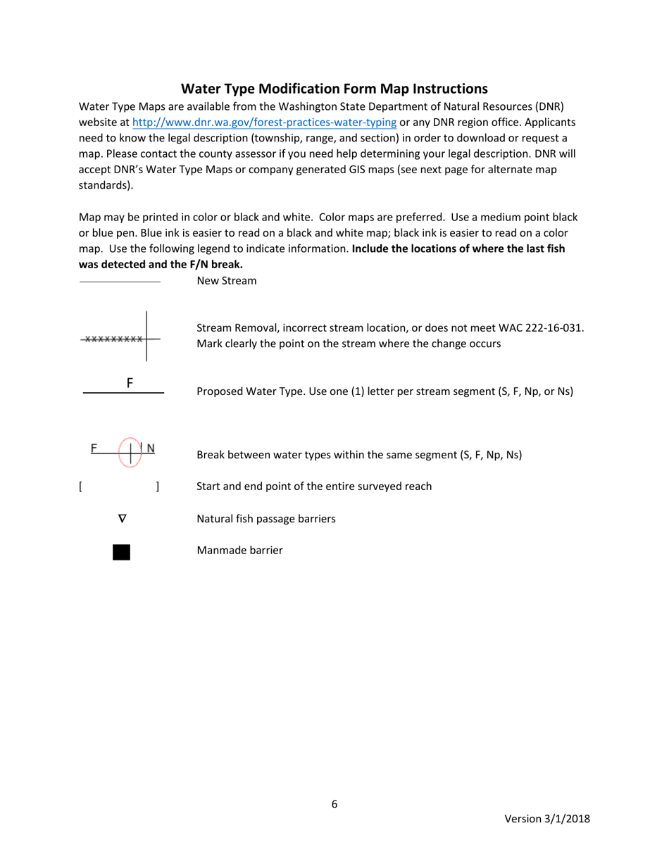Instructions for Water Type Modification Form - Washington, Page 6