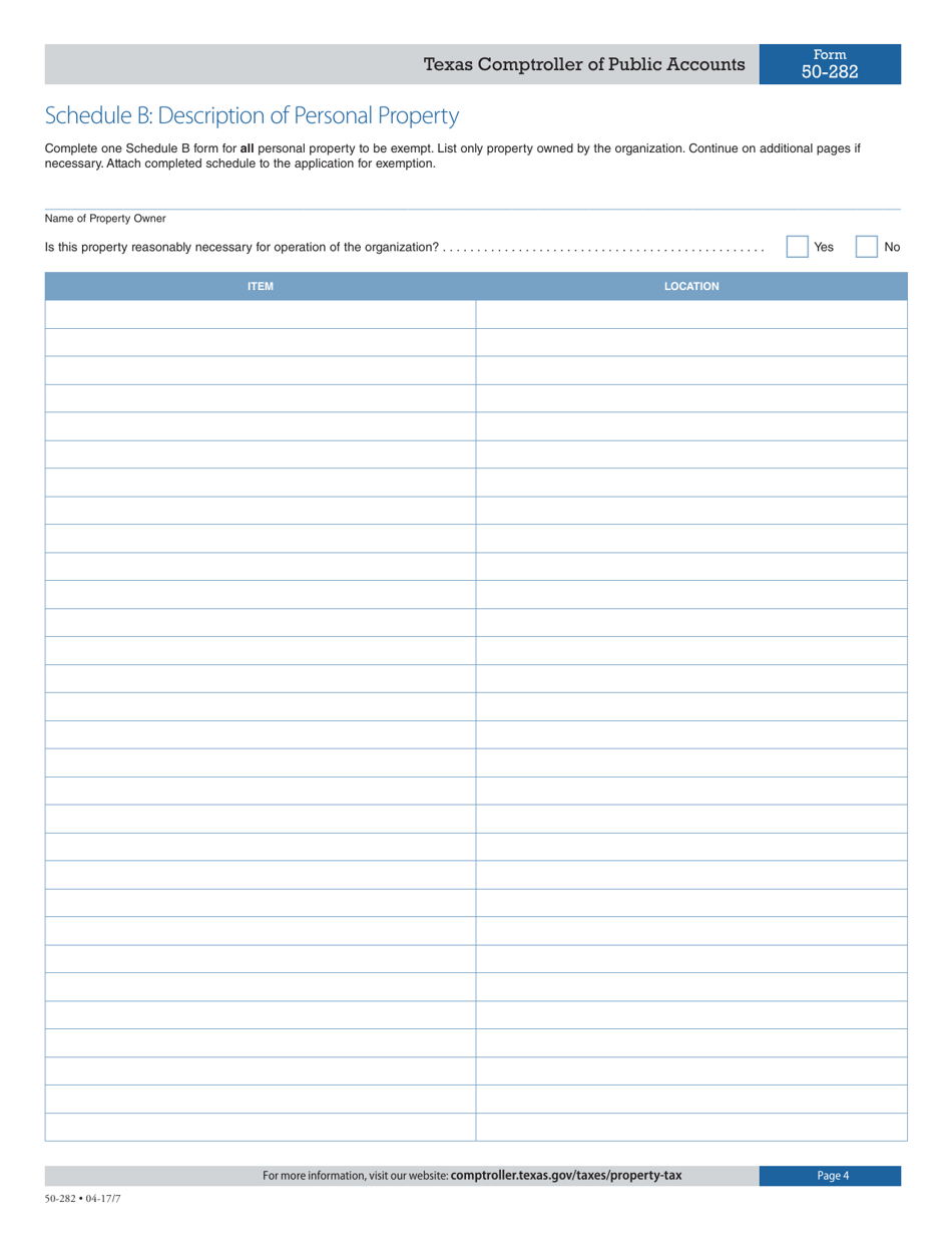 Form 50-282 Application for Ambulatory Health Care Center Assistance Exemption - Texas, Page 4