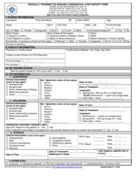 Sexually Transmitted Disease Confidential Case Report Form - Rhode Island