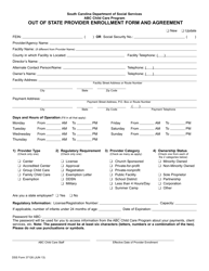 DSS Form 37126 Out of State Provider Enrollment Form and Agreement - South Carolina