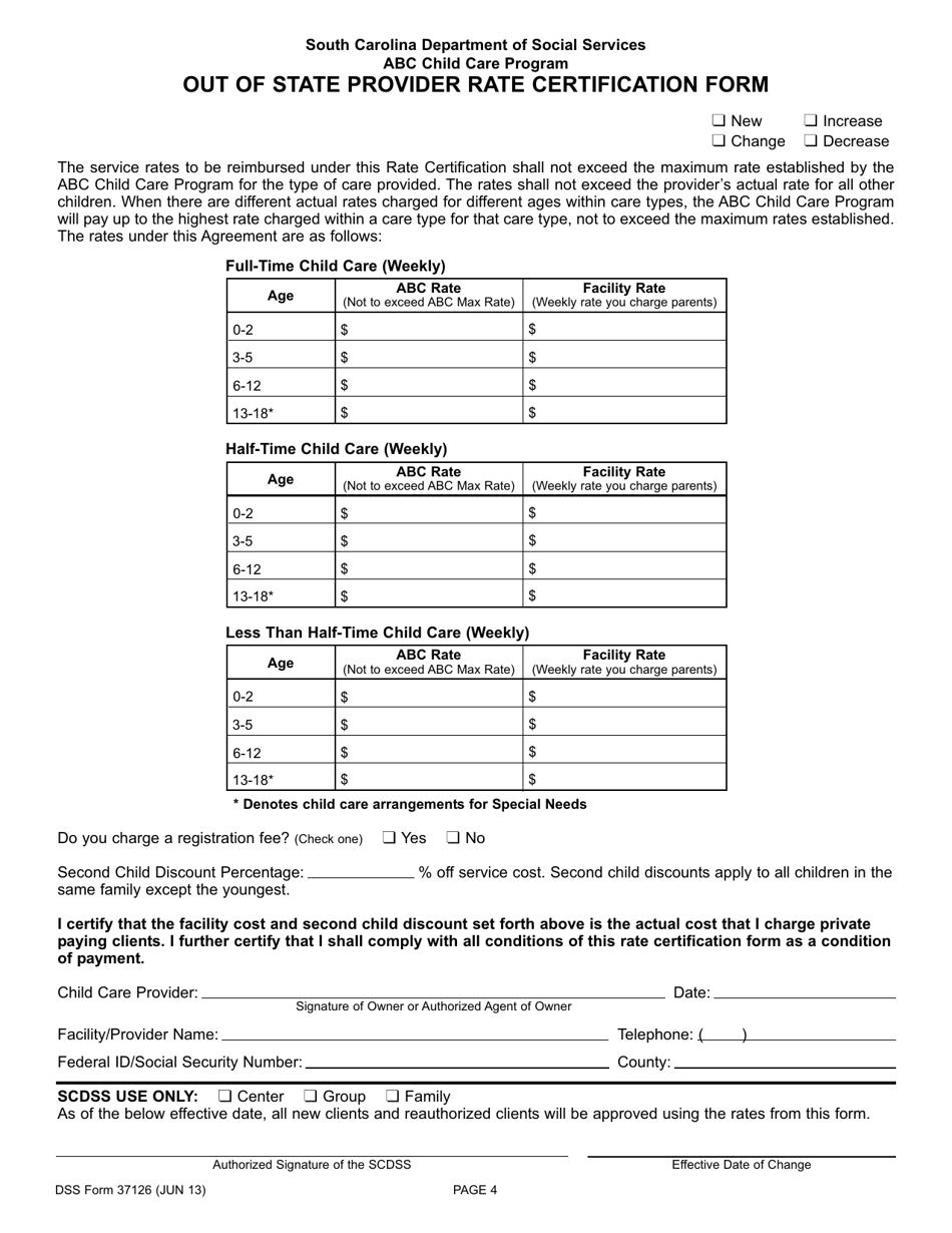 Dss Form 37126 Fill Out Sign Online And Download Printable Pdf South Carolina Templateroller 1296