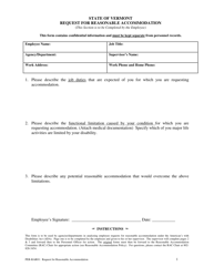 Form PER-RAR01 Request for Reasonable Accommodation - Vermont