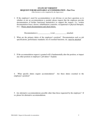 Form PER-RAR01 Request for Reasonable Accommodation - Vermont, Page 2