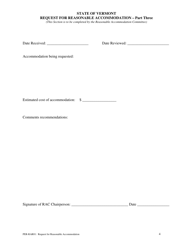 Form PER-RAR01 Request for Reasonable Accommodation - Vermont, Page 4