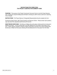 DHEC Form 3589 Project Construction Summary - South Carolina, Page 3