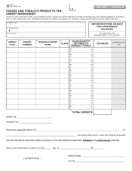 Form 69-114 Cigars and Tobacco Products Tax Credit Worksheet - Texas