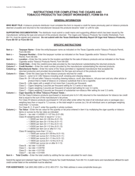 Form 69-114 Cigars and Tobacco Products Tax Credit Worksheet - Texas, Page 2