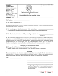 Form 816 Application for Reinstatement of Limited Liability Partnership Status - Texas, Page 3