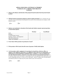 Application for a Letter of Authority to Relocate a Credit Union Branch - Pennsylvania, Page 3