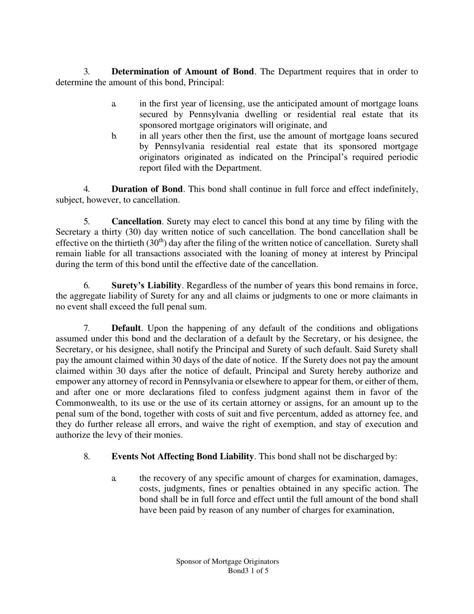 Sponsor of Mortgage Originators Bond - Pennsylvania, Page 3
