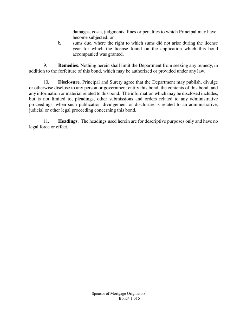 Sponsor of Mortgage Originators Bond - Pennsylvania, Page 4