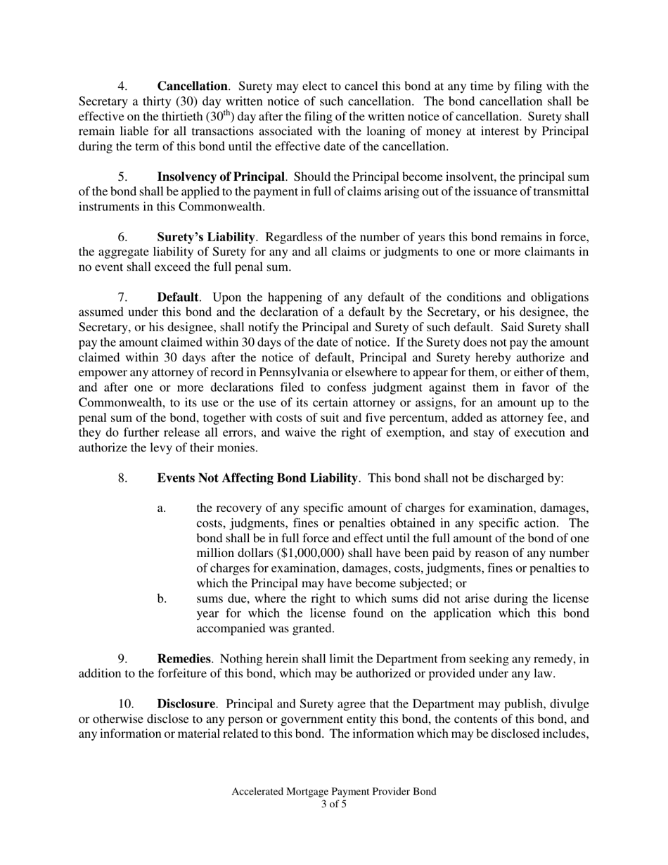 Accelerated Mortgage Payment Provider Bond - Pennsylvania, Page 3