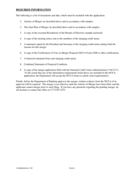 Application for Credit Union Merger or Consolidation - Pennsylvania, Page 2