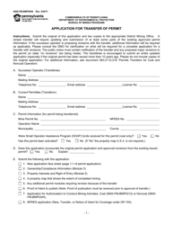 Form 5600-FM-BMP0058 Application for Transfer of Permit - Pennsylvania