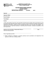 Document preview: Form 5600-FM-BMP0113 Water Monitoring Report Cover Sheet - Pennsylvania