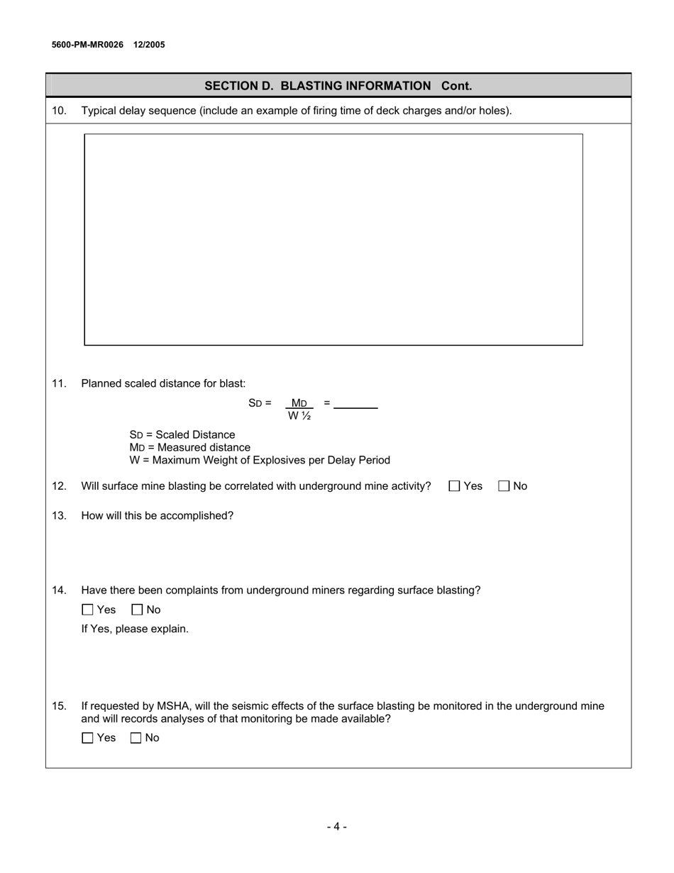 Form 5600-PM-MR0026 Surface Mining Near Underground Mines - Msha Coordination - Pennsylvania, Page 4