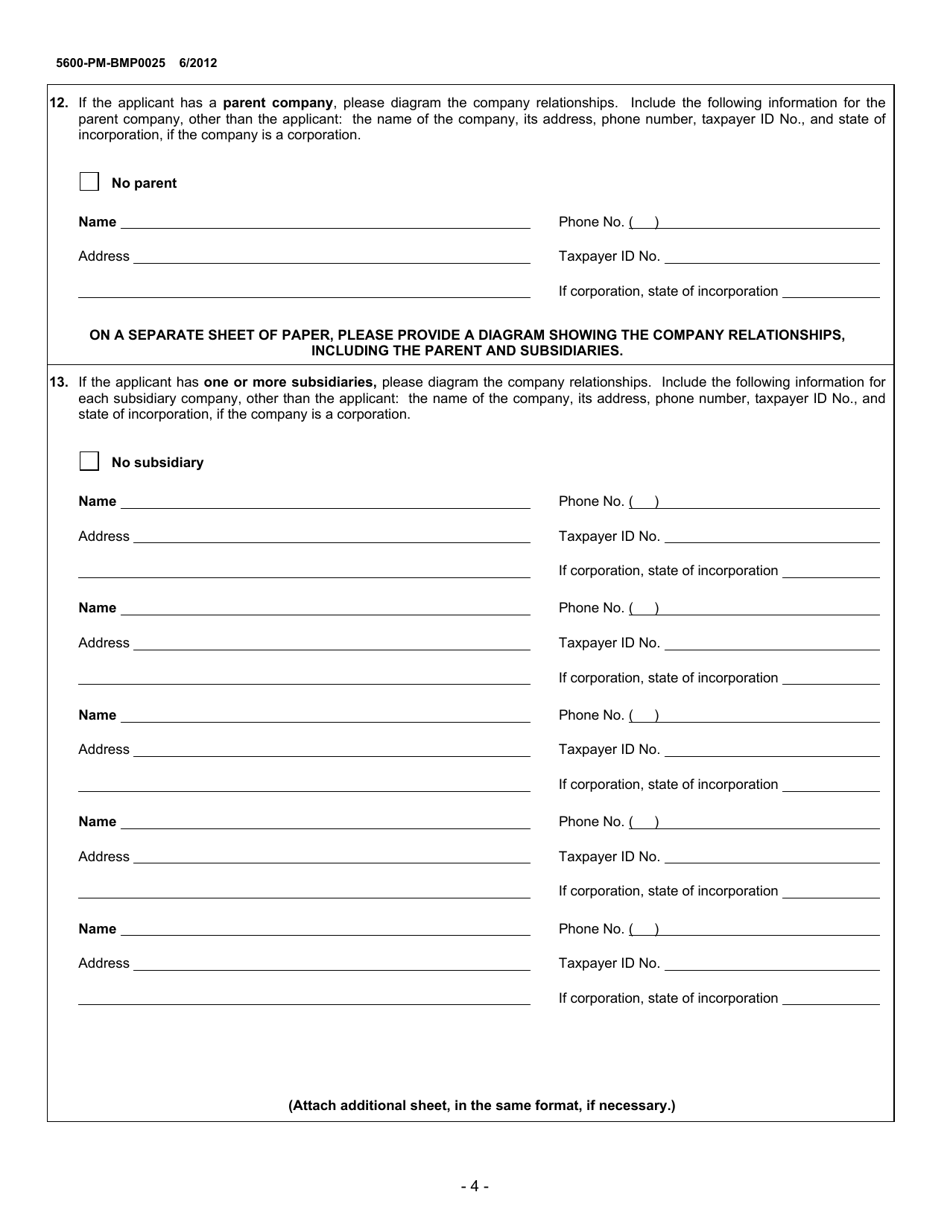Form 5600-PM-BMP0025 Application Form - Mining License, Contract Operator Approval and Ownership and Control Registration - Pennsylvania, Page 4