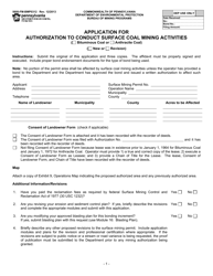 Form 5600-FM-BMP0312 Application for Authorization to Conduct Surface Coal Mining Activities - Pennsylvania