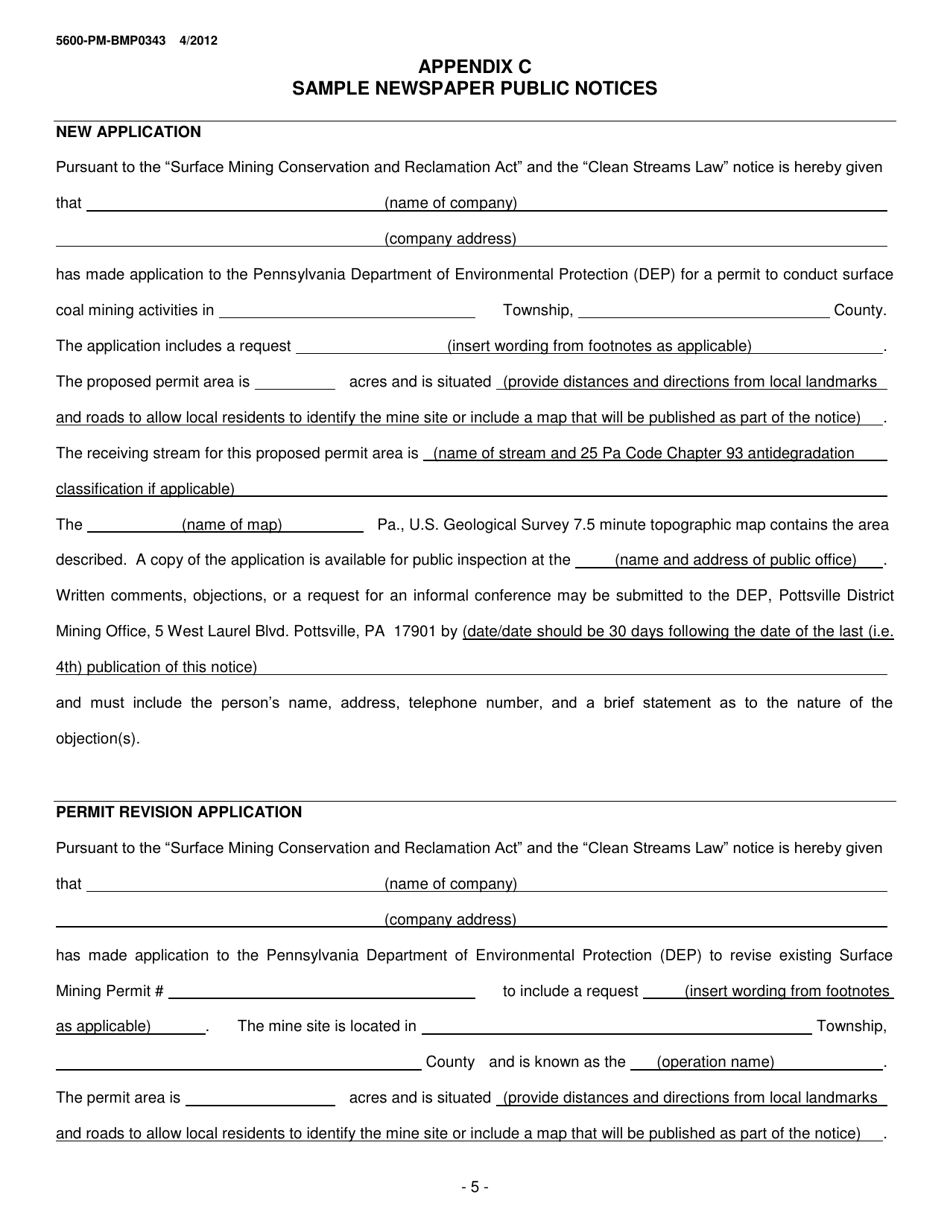 Instructions for Form 5600-PM-BP0343 Anthracite Surface Mine Permit Application - Pennsylvania, Page 5