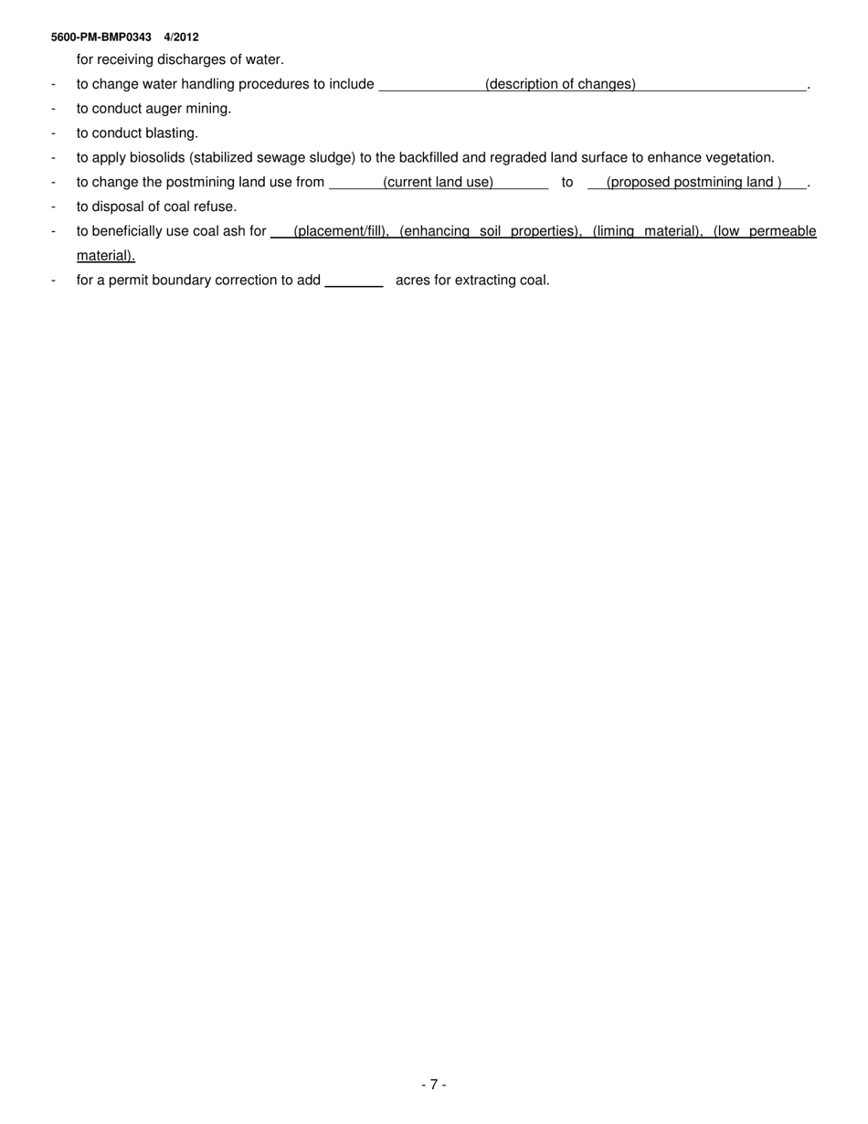 Instructions for Form 5600-PM-BP0343 Anthracite Surface Mine Permit Application - Pennsylvania, Page 7