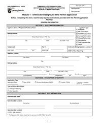 Document preview: Form 5600-PM-BMP0321-1 Module 1: Anthracite Underground Mine Permit Application - Pennsylvania