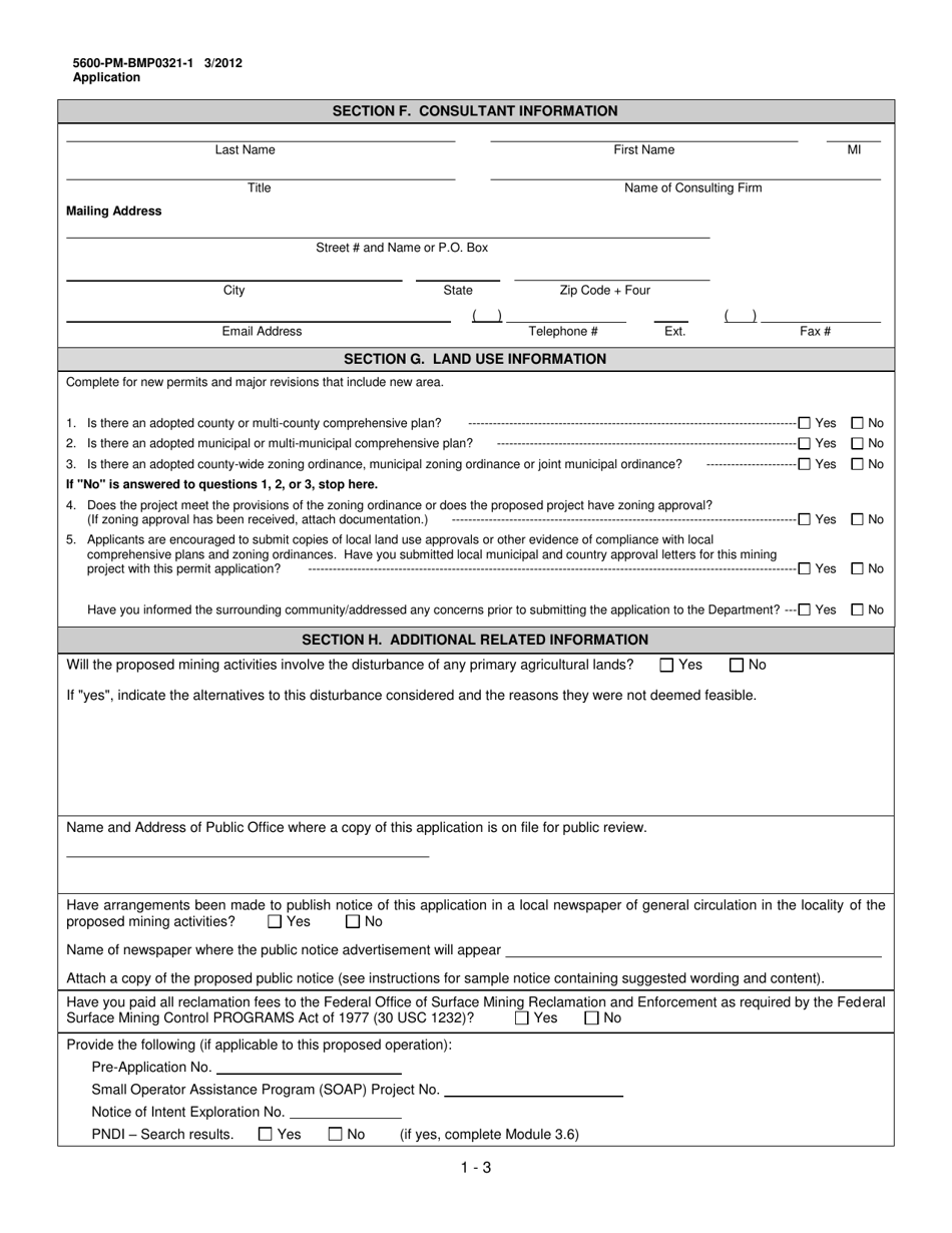 Form 5600-PM-BMP0321-1 Module 1: Anthracite Underground Mine Permit Application - Pennsylvania, Page 3