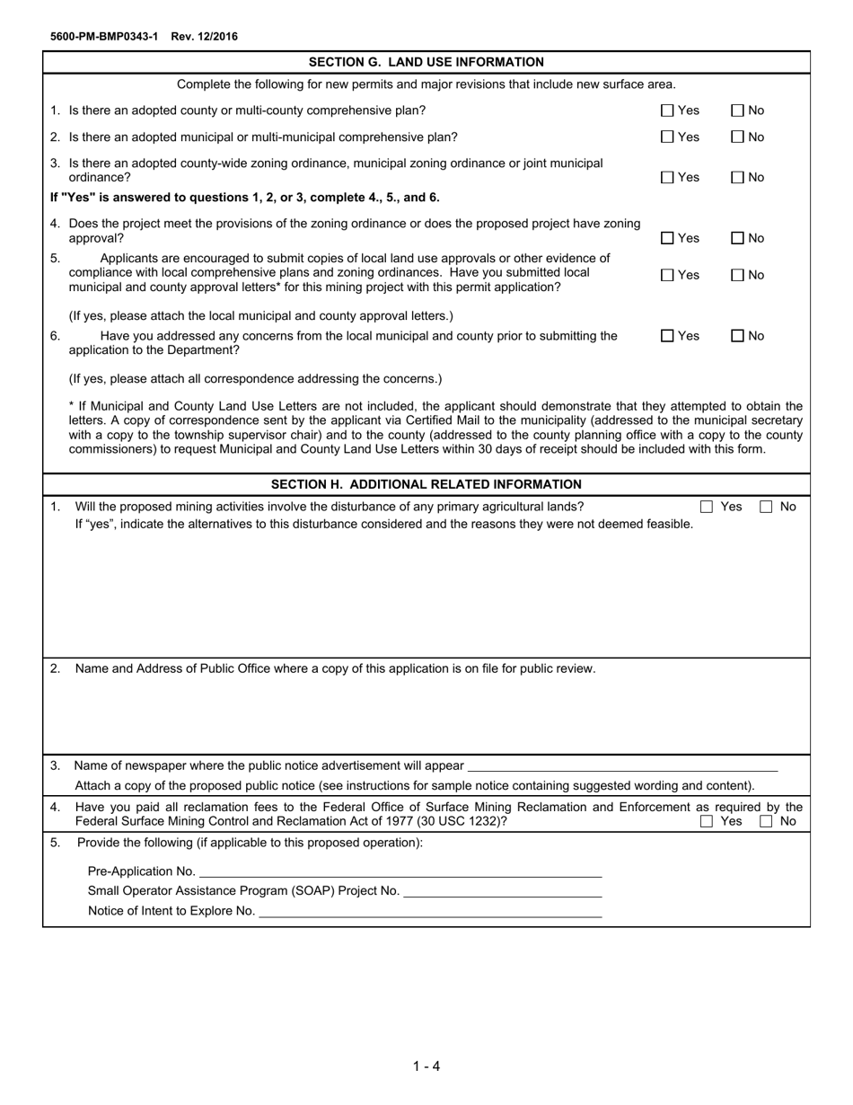 Form 5600-PM-BMP0343-1 Anthracite Surface Mine Permit Application - Pennsylvania, Page 4