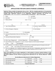 Form 5600-PM-BMP0031 Application for Explosive Storage License(S) - Pennsylvania