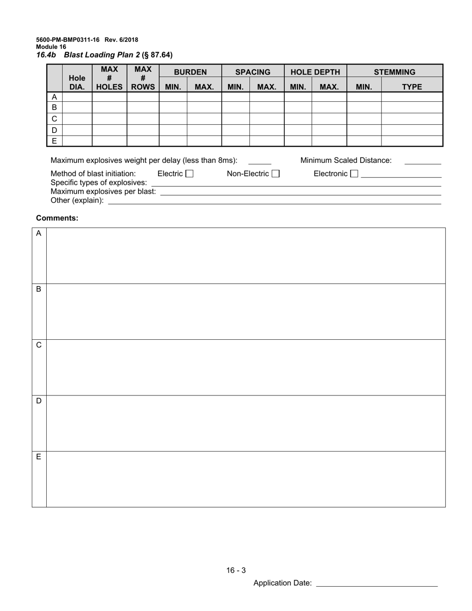 Form 5600-PM-BMP0311-16 Module 16: Bituminous Coal Blast Plan - Pennsylvania, Page 3