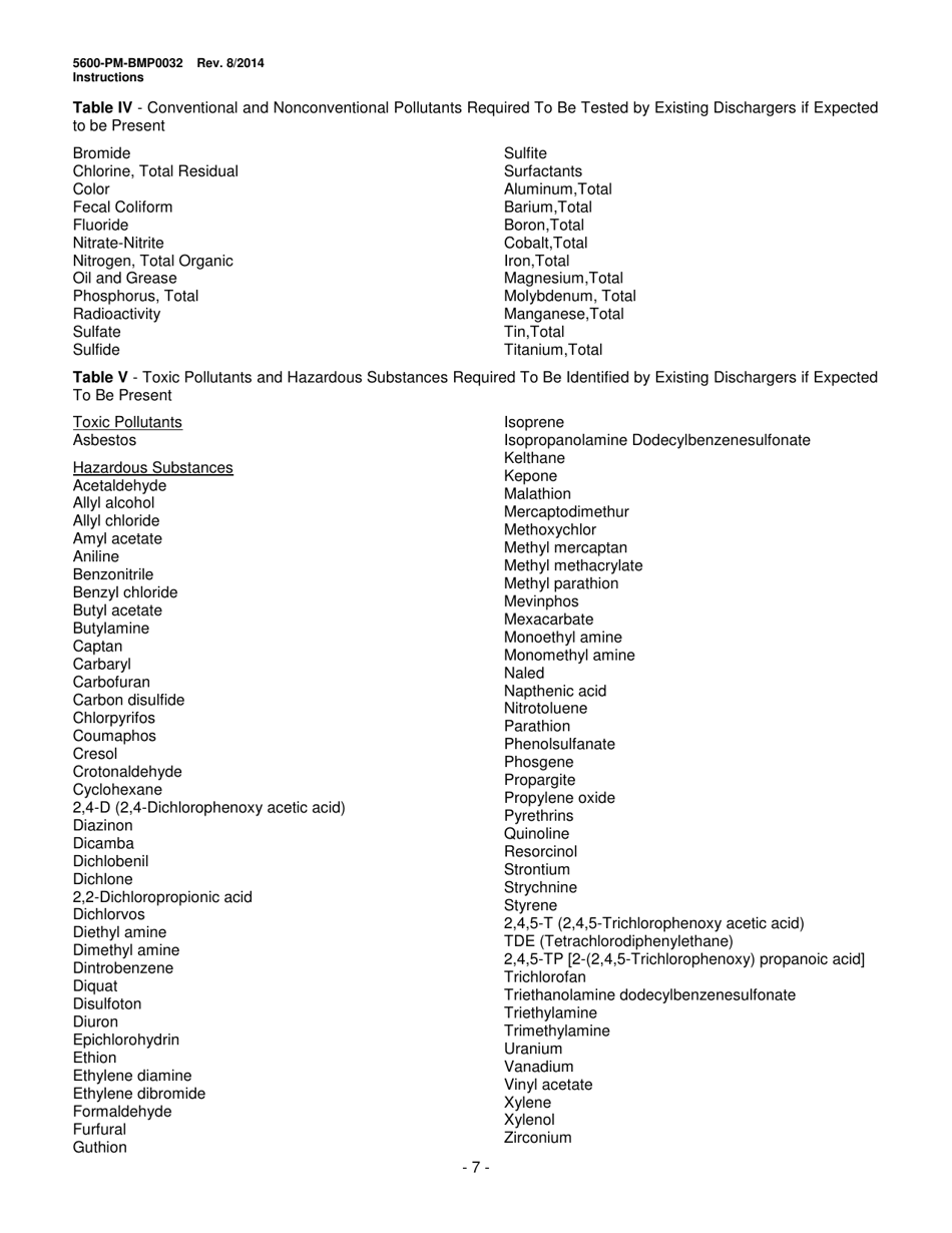Instructions for Form 5600-PM-BMP0032 Application for Individual Npdes Permit Associated With Mining Activities - Pennsylvania, Page 7