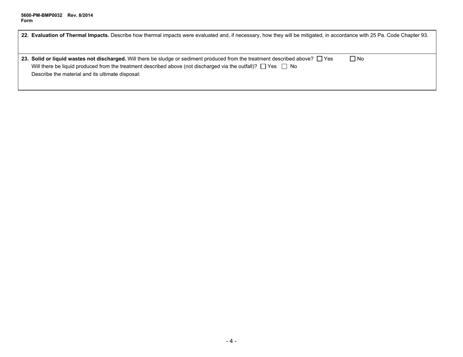 Form 5600-PM-BMP0032 Application for Individual Npdes Permit Associated With Mining Activities - Pennsylvania, Page 4
