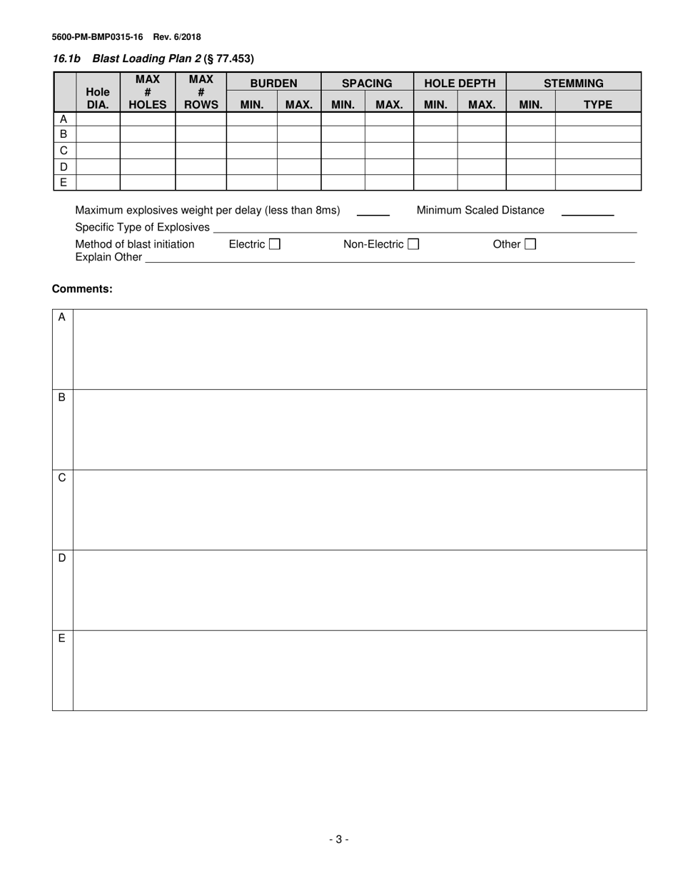 Form 5600-PM-BMP0315-16 Module 16: Large Noncoal Blast Plan - Pennsylvania, Page 3