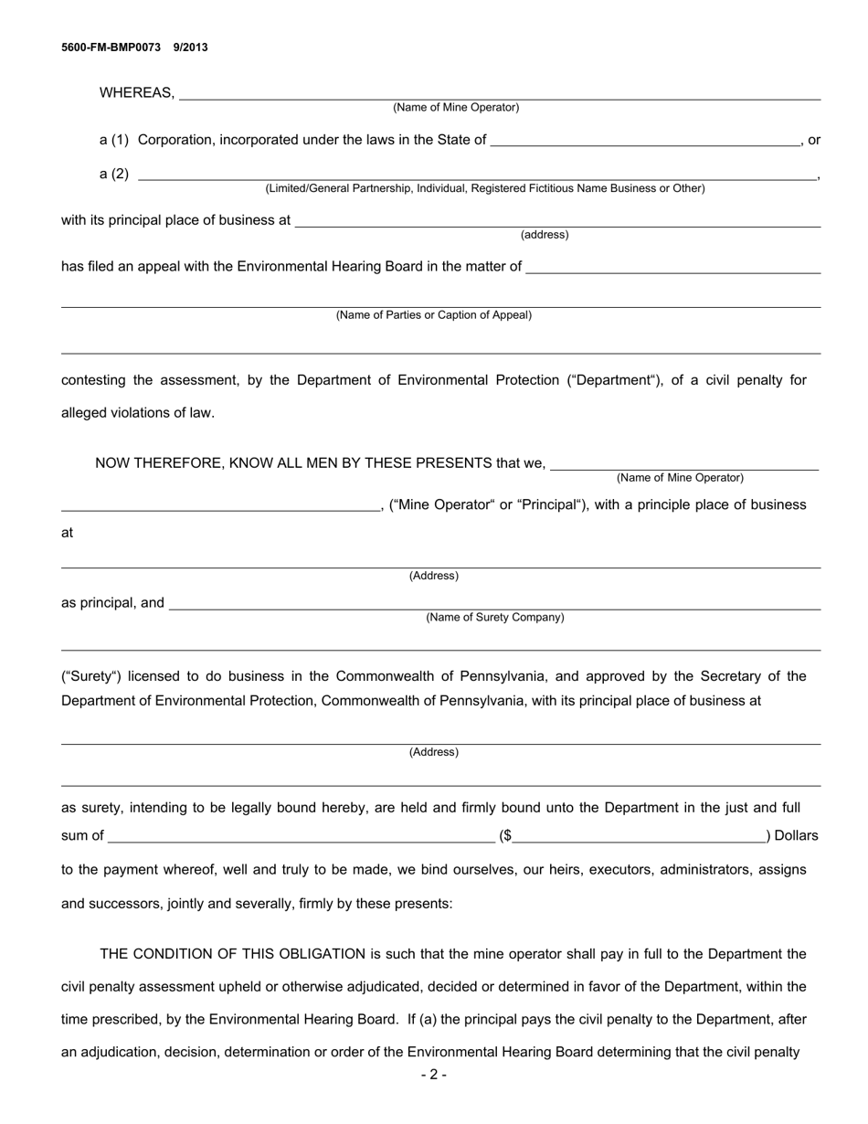 Form 5600-FM-BMP0073 Appeal Bond Surety Guarantee - Pennsylvania, Page 2