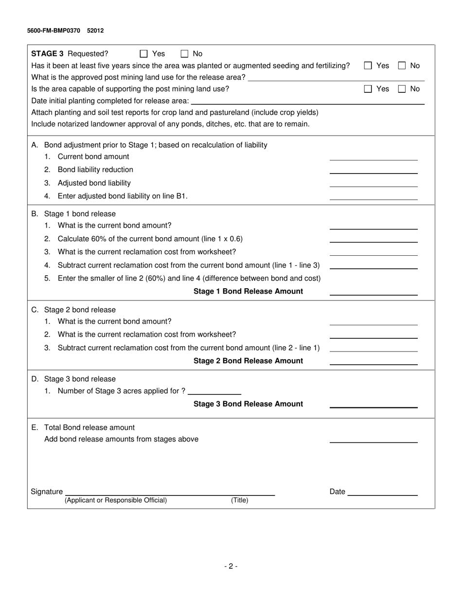 Form 5600-FM-BMP0370 Coal Completion Report - Pennsylvania, Page 2