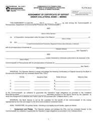 Form 5600-FM-BMP0409 Assignment of Certificate of Deposit Under Collateral Bond - Mining - Pennsylvania