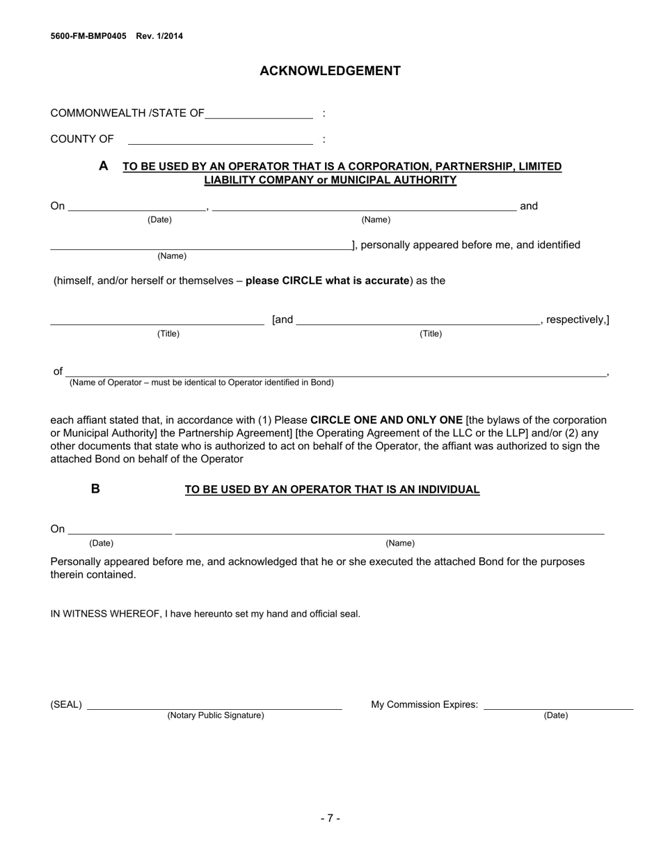 Form 5600-FM-BMP0405 Surety Bond-Mining (General) - Pennsylvania, Page 7