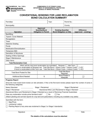 Document preview: Form 5600-FM-BMP0436 Conventional Bonding for Land Reclamation Bond Calculation Summary - Pennsylvania