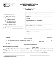 Document preview: Form 5600-FM-BMP0408 Surety Bond-Mining (Subsidence) - Pennsylvania
