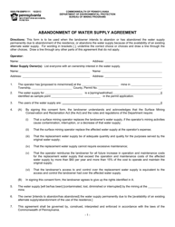 Form 5600-FM-BMP0111 Abandonment of Water Supply Agreement - Pennsylvania