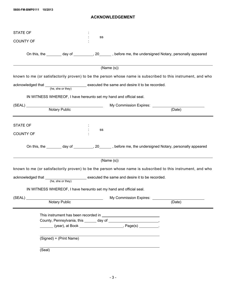 Form 5600-FM-BMP0111 Abandonment of Water Supply Agreement - Pennsylvania, Page 3