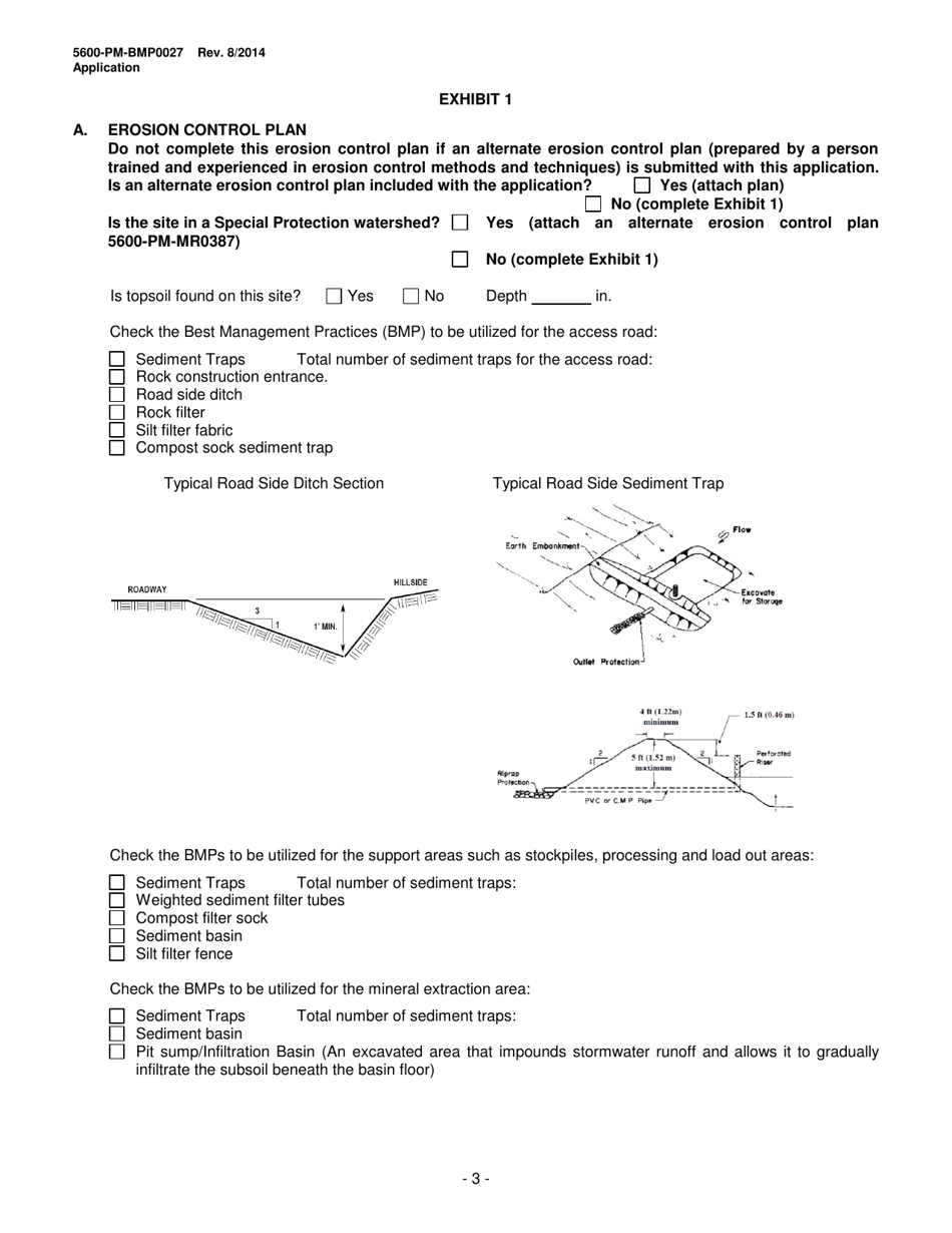 Form 5600-PM-BMP0027 General Permit for Bluestone (5 Acres or Less) Mining Bmp-Gp-105 Registration / Application - Pennsylvania, Page 3